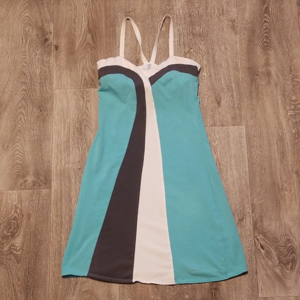 sun dress, blue, grey, white